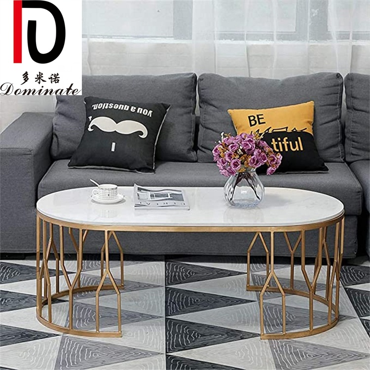 Оптовая продажа, роскошный золотой журнальный столик из нержавеющей стали, мраморные столешницы, Классический центральный стол ellipse