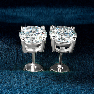 Classic 4mm 5mm 6.5mm 7.5mm 8mm Round D Color VVS1 Moissanite Simple Four-Claw <strong>Stud</strong> <strong>Earrings</strong> for Women - Product Image 3
