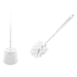 Spazzolino WC con supporto bianco per la pulizia del bagno - Product Image 1