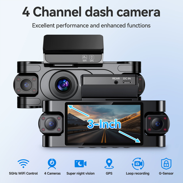 High-Tech Wife Dual Lens Dash Cam Real-Time Monitoring Super Night Vision Built-In GPS Smart Driving Assistant 1 Year 1080P