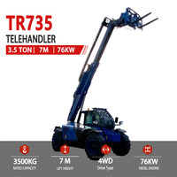 Chariot élévateur télescopique de 3,5 tonnes, 3500 kg, hauteur de levage de 7 m, 4 roues motrices, diesel, certifié CE, Euro 5, pour la construction, l'industrie, chargeur télescopique