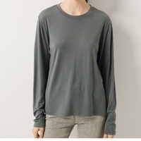 T-shirt en tricot à col rond en pure laine pour femme, idéal pour le bureau, les trajets quotidiens, les tenues décontractées, chaud pour l'hiver, parfait pour la superposition, vente en gros de tricots de transition