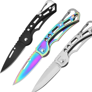 お買い得 ステンレス製 自動ロック ミニ EDC キーチェーンナイフ ハイキング キャンプ サバイバル ポケットナイフ（メンズ向け） - Product Image 1