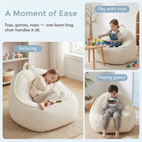 HUGHEAVEN Fauteuil Poire Enfant Monoplace Durable, Rembourré en Mousse PU Douce, Confortable et Cozy, Design Décontracté, Canapé de Sol pour Jeux et Télévision