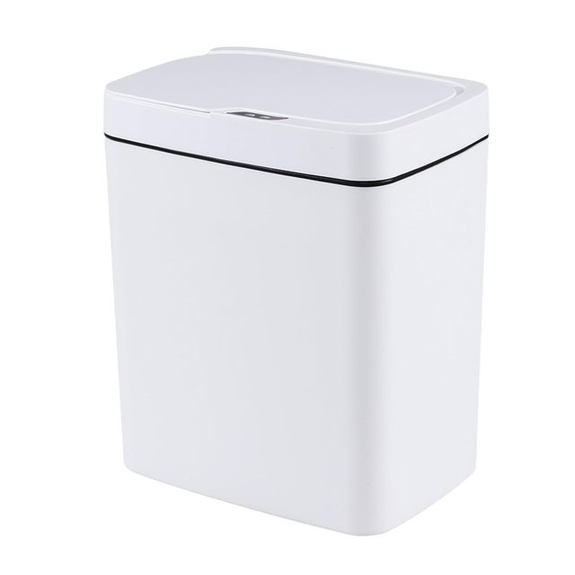 Smart Home ABS Bathroom Trash Can Automatic Bagging Electronic Garbage Bin Lid White Touchless Narrow Motion Sensor Business