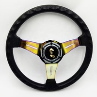 Volant de course en PU avec cadre coloré 350 mm, usage général, 14 pouces, pour voiture modifiée, grille compétitive, volant bleu