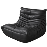 Fauteuil d'appoint Caterpillar en tissu noir aspect cuir, confortable, élégant, durable, ergonomique, pour une meilleure relaxation, avec rembourrage épais