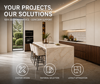Ensemble d'armoires de cuisine modulaires KEJIA, style moderne minimaliste sans poignées, deux tons crème et grain de bois, avec îlot central