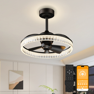 19.7'' Downrod mount <b>Ceiling</b> <b>Fan</b> With Light 6 Speed LED <b>Fan</b> 3000K-6500K Adjustable Color Temperature APP <b>Remote</b> <b>Control</b> - Product Image 1