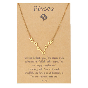 Collar de Acero Inoxidable con Signo Zodiacal, Colgante de Constelación Geométrica, Cadena para Clavícula de Uso Diario, Conjunto de Joyería de Moda - Product Image 5