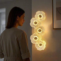 Applique murale florale en verre rechargeable à LED sans fil, lampe murale à batterie pour hôtel, chevet et décoration intérieure – En stock aux États-Unis