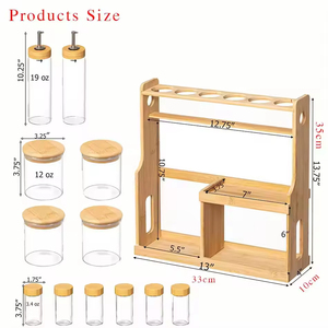 Wholesale double-layer bamboo covered glass container <b>rack</b>, multi-layer <b>storage</b> <b>rack</b> suitable for kitchen countertops - Product Image 6
