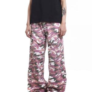 Custom Low MOQ Y2K Street Style Street Wear Pink Camo <b>Cargo</b> Pants Baggy Oversized Multi-Pocket <b>Wide</b>-<b>leg</b> Jeans for Man - Product Image 3
