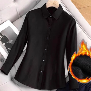 Mùa thu và mùa đông trang phục chính Thức Kinh Doanh Áo sơ mi lông cừu trắng dài tay ấm áp và dày Polyester chống tĩnh tính năng - Product Image 5