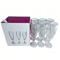 Ensemble de 6 verres gobelets transparents gaufrés, style vintage rétro, à coupe diamant, sur pied, 15 oz, qualité alimentaire, pour eau, vin, jus, vente en gros, mariage, fête, bar