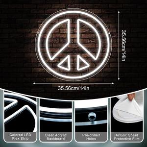 Panneau lumineux LED « Peace » à intensité variable, décoration murale <span class=keywords><strong>hippie</strong></span> pour salle de jeux, bar, cave d'homme, 14,00 x 13,27 pouces, décoration murale - Product Image 6