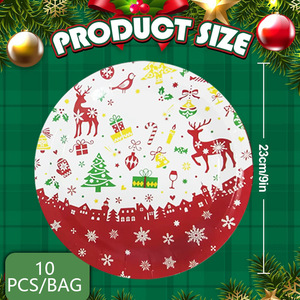 Usine directe nouvelle décoration de fête de noël créative fournitures arbre de noël wapiti thème assiettes en papier jetables - Product Image 1