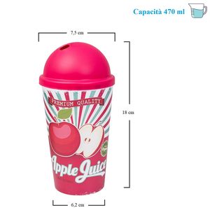 Set di 6 riutilizzabili infrangibile 470ml bicchieri di plastica con coperchio e paglia varie stampe per frullati e frappè - Product Image 2