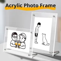Présentoir de table en cristal de cadre photo en acrylique transparent de 7 pouces pour logo personnalisé pour cartes postales et montage de photos