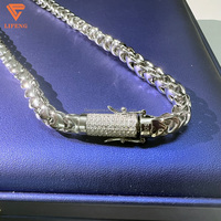 Chaîne en corde, bijoux fins, argent sterling 925, 6 mm, sertie de moissanite VVS, collier hip hop, chaîne franco avec fermoir en diamants