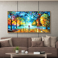 Peinture à l'huile 100% peinte à la main, moderne, colorée, abstraite, paysage urbain, sur toile, décoration intérieure