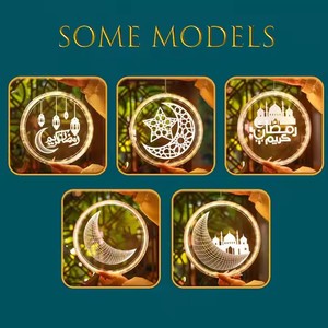 Ramadan Eid Led Lumières Décoratives Étoiles Lune Suspendus Ventouse Lumières Musulman Islam Moyen-Orient Mubarak Vacances Fée Fenêtre Disque - Product Image 6