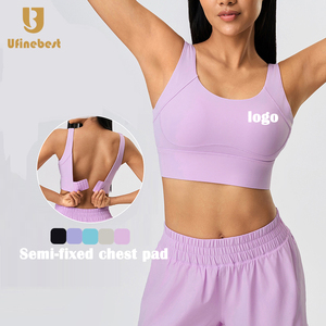 Soutien-gorge de <span class=keywords><strong>sport</strong></span> de yoga actif pour femmes vêtements de <span class=keywords><strong>sport</strong></span> de fitness en gros avec large bandoulière col rond haut grande taille disponible - Product Image 1