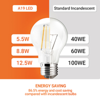 Woojong Filament LED Ampoule A60/G45/C37/ST64 Verre laiteux avec certificat UL ETL