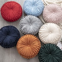 Coussin rond en velours de deux tailles, coussin plissé pour le sol, pour salon, chambre à coucher