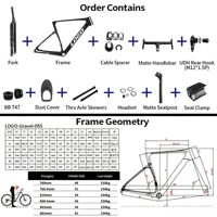 Cadre de vélo de route SUNREMO T1000 en carbone pour gravel, 700x50C, frein à disque, patte de dérailleur UDH, boîtier de pédalier fileté T47, Endurance