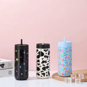 Milk <b>Cup</b>, Cute Ice <b>Cup</b>, 316 Stainless Steel Thermos <b>Cup</b>, <b>Large</b> Capacity Straw <b>Cup</b>, Accompanying Water <b>Cup</b> - Product Image 1