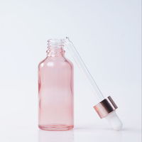 Flacon compte-gouttes en verre rose 5 ml, 10 ml, 30 ml, 50 ml, 100 ml pour solutions d'emballage cosmétique, huiles essentielles et sérums
