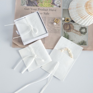 8*8 CM <b>White</b> Luxury New Customized Beautiful Package Bags <b>Envelope</b> Microfiber Jewelry Pouch With Rope for Girls Women - Product Image 5