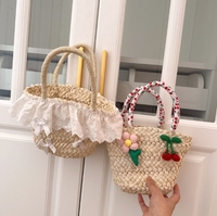 Sac pour enfants 2025 été nouvelle petite fée foulard en soie sac à main Style occidental fille dentelle sac de paille