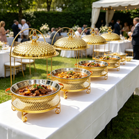 Réchaud de buffet FLEY 8L en acier inoxydable avec motif dentelle diamantée dorée pour hôtels, restaurants et traiteurs
