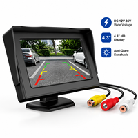 Écran de Moniteur de Voiture HD RGB 4,3 Pouces avec Pare-Soleil, Écran LCD TFT 12V-36V DC pour Camion, Fourgonnette, Camping-Car, Bus, Caméra de Recul