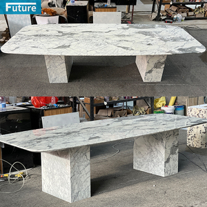 Bàn ăn đá cẩm thạch trắng Arabescato tự nhiên 100% hình chữ nhật, 8 chỗ ngồi, dành cho biệt thự, nhà phố, căn hộ, khách sạn, nhà hàng - Product Image 4