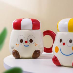 Taza de Cerámica con Diseño de Payaso, Tapa Divertida, Patrón de Dibujos Animados para Parejas, Ecológica, 480 ml, Forma Irregular, Multicolor, para Desayuno - Product Image 3