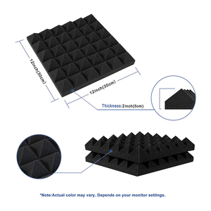 <span class=keywords><strong>Espuma</strong></span> Acústica Decorativa para Estudio, Paquete de 12, Material PU, 12x12x2 Pulgadas, Color Negro, Forma de Pirámide, Insonorizante - Product Image 2