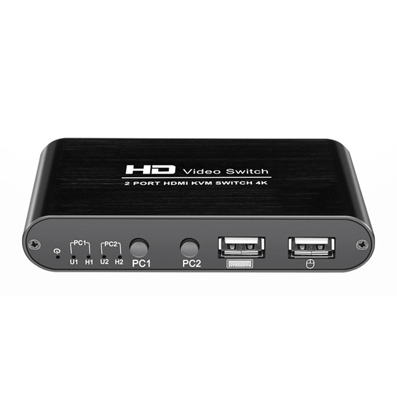 Переключатель KVM HD MI с двумя мониторами, 2 порта, 1080p, поддержка беспроводной мыши, клавиатуры, конвертер для двух ПК, хоста ps5 ps4