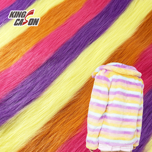 Kingcason China Factory 100% poliéster colorido Arco Iris rayas Pelo Largo perro piel sintética tela para damas ropa abrigo chaqueta Juguetes - Product Image 1