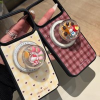 Boule de cristal acrylique 3D Fraise Pudding pour coque magnétique de téléphone portable
