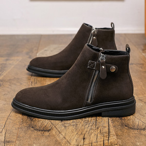 Botas Cortas de Moda para Hombre con Cierre, Antideslizantes, Diseño de Gamuza, Acabado Escarchado - Product Image 1