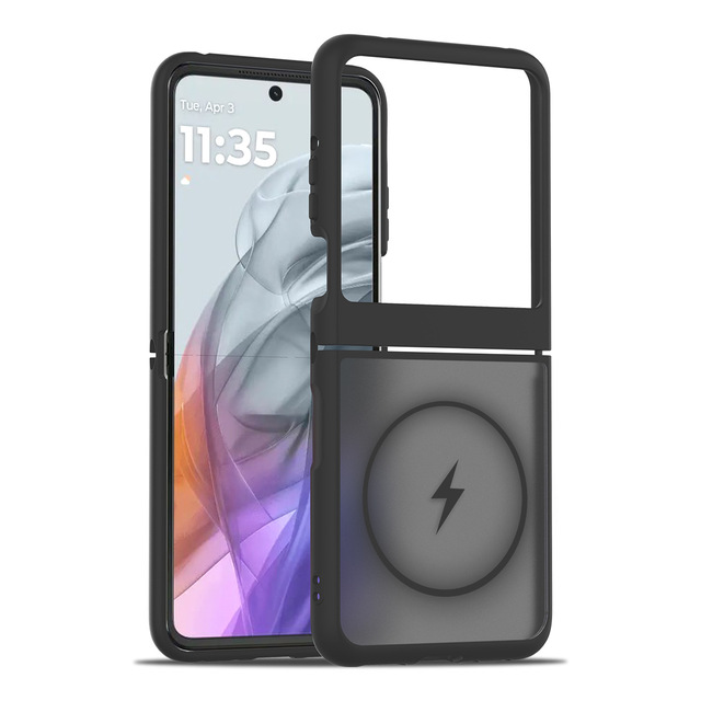 Magnetic Snap-On TPU Leather Case for Motorola Razr 60 Ultra 5G 2-in-1 Foldable Phone Hinge Protection Cover