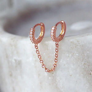 Boucles <span class=keywords><strong>d</strong></span>'oreilles punk <span class=keywords><strong>3</strong></span> en métal, couleur diamant, boucles <span class=keywords><strong>d</strong></span>'oreilles pour femmes, petite chaîne, Piercing créatif à deux <span class=keywords><strong>trous</strong></span> - Product Image 6