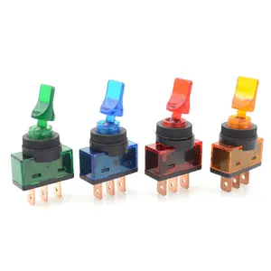 ABILKEEN Plastic Mini ON-OFF Rocker Toggle Switch with 3-Pin Terminal SPST Colorful LED Illuminate Car Modification Accessories