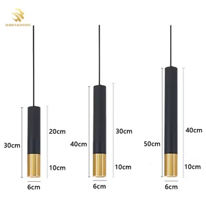 Lustre moderne nordique en tube d'aluminium noir et or pour restaurant, bar et cuisine - Product Image 6