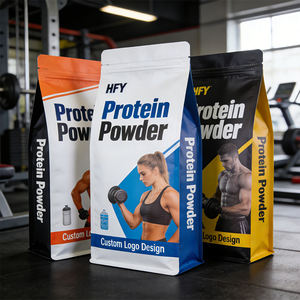 Bolsa de Embalaje de Plástico de Grado Alimenticio con Cierre Hermético Personalizada, Bolsa de Fondo Plano para Polvo de Té con Leche Instantáneo, Café en Polvo y Proteína - Product Image 3