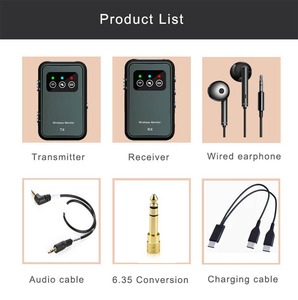 M7 2.4G không dây trong hệ thống giám sát tai với Máy thu phát tự động ghép nối chuyên nghiệp trong màn hình tai - Product Image 6