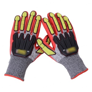 Gants de sécurité anti-choc avec poignet tricoté, texture micro-diamantée en PU antidérapante, niveau 2 - Product Image 6